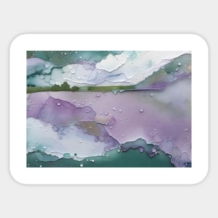 Green and Purple Abstract Landscape Sticker